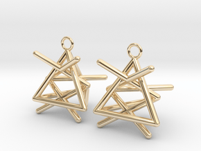 Pyramid triangle earrings type 1 in 14K Yellow Gold