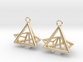 Pyramid triangle earrings type 12 in 14k Gold Plated Brass