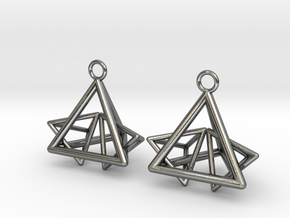 Pyramid triangle earrings type 12 in Polished Silver