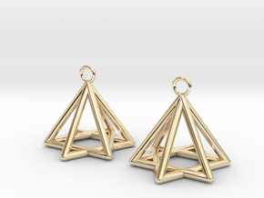  Pyramid triangle earrings type 13 in 14k Gold Plated Brass