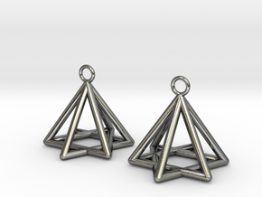  Pyramid triangle earrings type 13 in Polished Silver