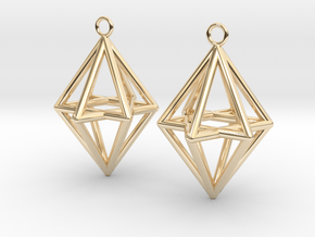 Pyramid triangle earrings type 14 in 14k Gold Plated Brass