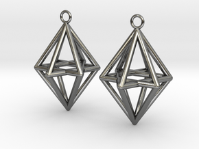 Pyramid triangle earrings type 14 in Polished Silver
