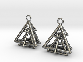 Pyramid triangle earrings type 15 in Polished Silver