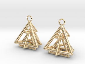 Pyramid triangle earrings type 15 in 14K Yellow Gold