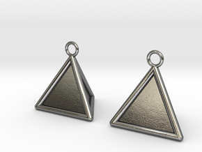 Pyramid triangle earrings type 16 in Polished Silver