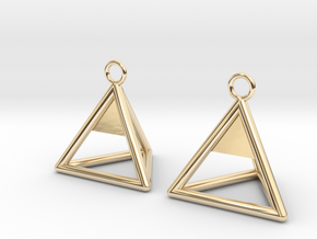 Pyramid triangle earrings Serie 2 type 1 in 14k Gold Plated Brass