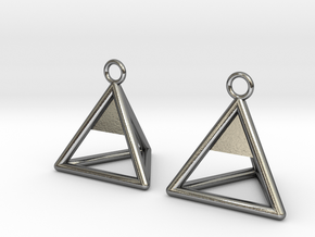 Pyramid triangle earrings Serie 2 type 1 in Polished Silver