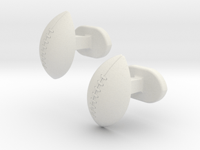 Rugby ball cufflinks in White Natural Versatile Plastic