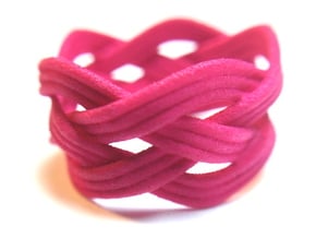Turk's Head Knot Ring 4 Part X 5 Bight - Size 7.5 in Pink Processed Versatile Plastic