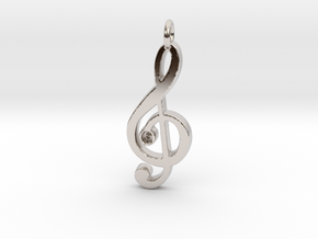 G Clef Pendant with «G» in Rhodium Plated Brass