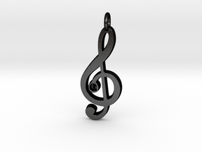 G Clef Pendant with «G» in Matte Black Steel