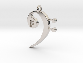 F Clef Pendant with «F» in Rhodium Plated Brass