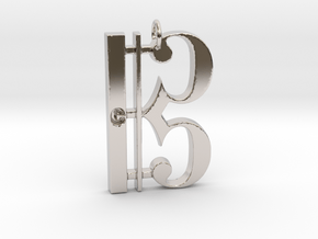 C Clef Pendant with «C» in Rhodium Plated Brass