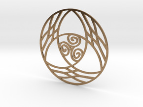 Triquetra with Triskele Pendant in Natural Brass