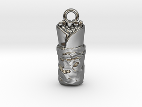 Burrito Charm / Pendant in Polished Silver