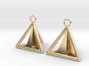 Pyramid triangle earrings Serie 2 type 3 in 14k Gold Plated Brass