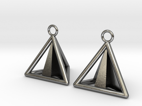 Pyramid triangle earrings Serie 2 type 3 in Polished Silver