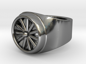 Jet Engine Ring  in Fine Detail Polished Silver