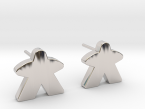 Meeple Earrings (studs) in Rhodium Plated Brass