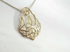 Baroque Stone Pendant in Natural Brass