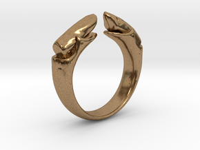dual stone ring in Natural Brass
