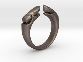 dual stone ring in Polished Bronzed Silver Steel