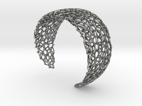 Voronoi Cuff Bracelet - Medium sized cells in Polished Silver