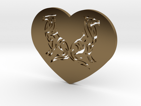 Geri and Freki Heart in Polished Bronze