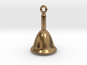 School bell charm in Natural Brass