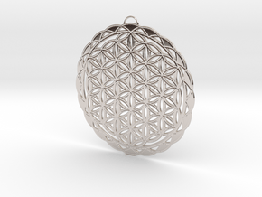 Flower of Life Pendant in Rhodium Plated Brass