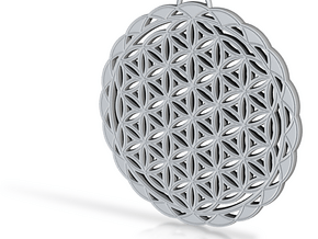 Flower of Life Pendant 2 in Rhodium Plated Brass