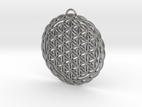 Flower of Life Pendant 2 in Natural Silver
