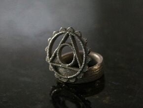 5th Chakra Ring in Polished Bronzed Silver Steel