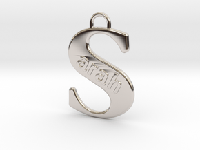 Sarah Capital Letter in Rhodium Plated Brass