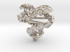 DNA Heart Pendant in Rhodium Plated Brass