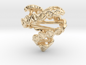 DNA Heart Pendant in 14k Gold Plated Brass