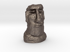 35mm scale Moai Head (Easter Island head) in Polished Bronzed Silver Steel