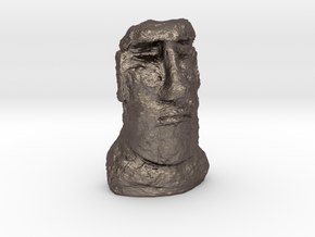HO Gauge Moai Head (Easter Island head) in Polished Bronzed Silver Steel