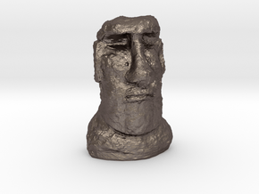 28mm/32mm scale Moai Head  in Polished Bronzed Silver Steel