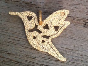 Pendant 'Bird' in Polished Gold Steel
