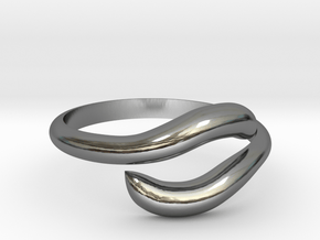 Resizable Ring Wave  in Fine Detail Polished Silver