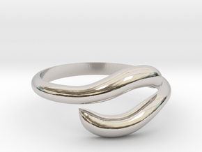 Resizable Ring Wave  in Rhodium Plated Brass