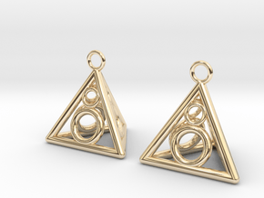 Pyramid triangle earrings serie 3 type 3 in 14k Gold Plated Brass