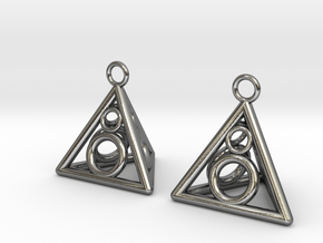 Pyramid triangle earrings serie 3 type 3 in Polished Silver
