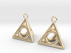 Pyramid triangle earrings serie 3 type 4 in 14k Gold Plated Brass