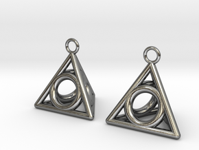 Pyramid triangle earrings serie 3 type 4 in Polished Silver
