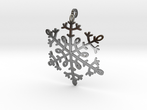 Snowflake Pendant or ornament in Polished Silver