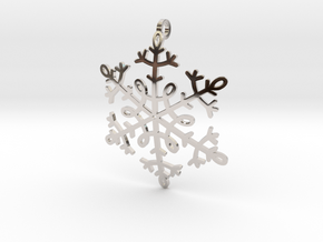 Snowflake Pendant or ornament in Rhodium Plated Brass