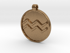 Zodiac KeyChain Medallion-AQUARIUS in Natural Brass
